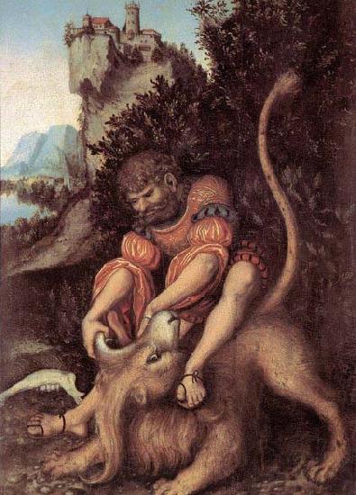 CRANACH, Lucas the Elder Samson's Fight with the Lion France oil painting art